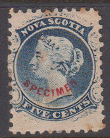 1860-1863. NOVA SCOTIA VICTORIA FIVE CENTS With Red Overprint SPECIMEN Fake Stamp. Hi... () - JF424372 - Storia Postale