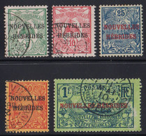 1908. NEW HEBRIDES.  NOUVELLES HEBRIDES Overprint On Stamps From NOUVELLE CALEDONIE D... (Michel 10-14) - JF424533 - Usati