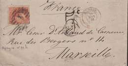 ESPAGNE - MADRID - ENVELOPPE DU 11 NOVEMBRE 1868 - TAXE 5c DOUBLE TRAIT POUR LA FRANCE -  CCACHET ENTREE ROUGE. - Lettres & Documents