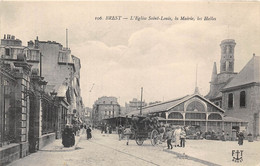 29-BREST- L'EGLISE SAINT-LOUIS , LA MAIRIE , LES HALLES - Brest