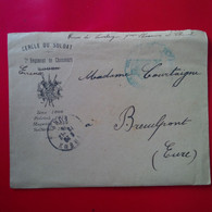 LETTRE MILITAIRE CERCLE DU SOLDAT 7E REGIMENT DE CHASSEURS EVREUX POUR BREUILPONT EURE 1914 - Briefe U. Dokumente