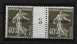 Semeuse Surch  Specimen  Avec Millesime /trace Charniere - 1906-38 Semeuse Con Cameo