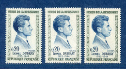 ⭐ France - Variété - YT N° 1289 - Couleurs - Pétouille - Neuf Sans Charnière - 1961 ⭐ - Unused Stamps