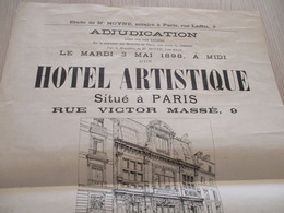 Affiche 3/05/1898 Vente Hôtel Artistique Paris 9 Rue Victor Masse - Documents Historiques