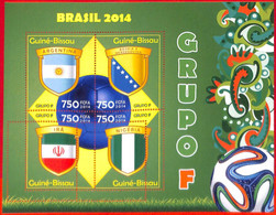 A5120 - GUINEA-BISSAU - Error, 2014, MISPERF, MINIATURE SHEET: Brazil 2014, Football, Flags, Group F - 2014 – Brazilië