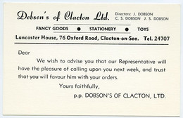 ADVERTISING : CLACTON ON SEA - DOBSON'S FANCY GOODS, LANCASTER HOUSE, OXFORD ROAD - Clacton On Sea