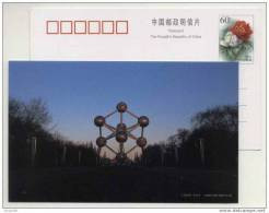 Atomium In Brussels Belgium,China 2003 Famous European Tourist Attractions Advertising Postal Stationery Card - 1958 – Bruselas (Bélgica)