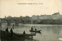 Châteauneauf Sur Sarthe * Vue Sur Le Pont * Pêche à La Ligne Pêcheurs - Chateauneuf Sur Sarthe