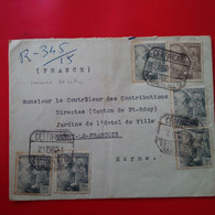 LETTRE BADALONA BARCELONA POUR VITRY LE FRANCOIS CONTROLEUR DES CONTRIBUTIONS DERECTES CANTON ST REMY 1953 - Briefe U. Dokumente