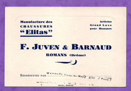 Ancienne CARTE DE VISITE Chaussures " F.JUVEN & BARNAUD "  (ROMANS)  (Voir Photo Et Détail) - Cartoncini Da Visita