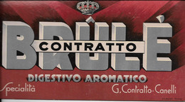 9-CONTRATTO BRULE-DIGESTIVO AROMATICO-G.CONTRATTO CANELLI-CARTONCINO PUBBLICITARIO - Plaques En Carton