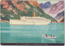 Bateau : R M S , "  Atlantis " In A Norwegian, Norvège ,fjord , Illustrateur Kennen Shoessmmm - Non Classificati