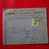 LETTRE MALAGA LA CASTELLANA VALLE DE LOS GALANES POUR PARIS - Storia Postale