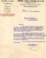 Courrier  Du 24 .11.1937 USINE A GAZ LEBON Et Cie 28000 Chartres  Bld Porte Morard-   A Prendre En L Etat Perforée - - 1900 – 1949