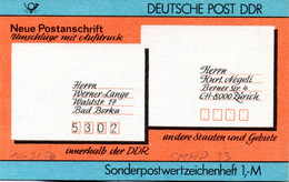 (DDR-BM2)DDR Sonderpostwerzeichenheft Der DDR "Deutsche Post DDR-Neue Postanschrift" Mi SMHD 33** Postfrisch - Carnet