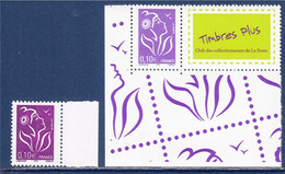 Marianne De Lamouche ITVF 0.10€ Violet Rouge  2 Types  3732 Et Le 3916A Personnalisé Neufs Gommés - 2004-2008 Marianne Van Lamouche