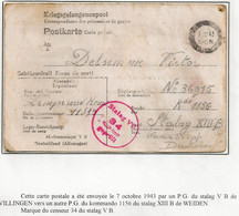 KRIEGSGEFANGENENPOST PRISONNIER GUERRE 1943 STALAG V B Villingen Vers Stalag XIII B Weiden + Censure - Documents