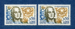 ⭐ France - Variété - YT N° 1374 - Couleurs - Pétouille - Neuf Sans Charnière - 1963 ⭐ - Unused Stamps