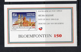 ZIBELINE RSA  BLOEMFONTEIN 96 NOEL OBL SPECIMEN SOUTH AFRICA AFRIKA AFRIQUE DU SUD - Blocchi & Foglietti