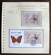 54723 Bhoutan Bhutan 1990 Fdc Papillons Papillon Schmetterlinge Butterfly Butterflies Neufs ** MNH - Papillons