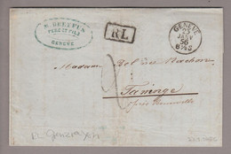 CH BOM Genève 1856-01-23 Genève Grenzrayonbrief Nach Toninge Mit RL Im Kasten - Storia Postale