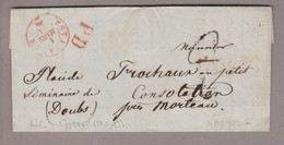 CH Heimat FR Estavayer 1852-03-01 BOM Im Grenzrayon Nach Consolation Près Morteau (29kmLuftlinie) - 1843-1852 Federale & Kantonnale Postzegels