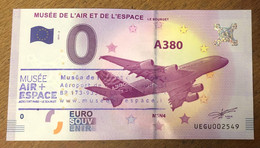 2017 BILLET 0 EURO SOUVENIR DPT 93 LE BOURGET MUSÉE DE L'AIR A380 + TAMPON ZERO 0 EURO SCHEIN BANKNOTE PAPER MONEY BANK - Private Proofs / Unofficial