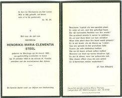 Doodsprentje Steel Hendrika Maria Clementia   	24-03-1905 Sleidinge	31-10-1984 Gent - Avvisi Di Necrologio