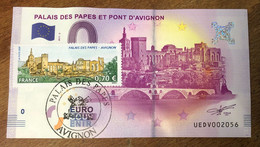 2017 BILLET 0 EURO SOUVENIR DPT 84 PALAIS DES PAPES ET PONT D'AVIGNON + TIMBRE ZERO 0 EURO SCHEIN BANKNOTE MONEY BANK - Essais Privés / Non-officiels