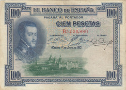 CRBS0263 BILLETE ESPAÑA 100 PESETAS 1925 SERIE B DOBLE RESELLO MBC+ 55 - Autres & Non Classés