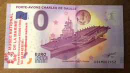 2017 BILLET 0 EURO SOUVENIR DPT 83 PORTE-AVIONS CHARLES DE GAULLE + TAMPON N°1 ZERO 0 EURO SCHEIN BANKNOTE MONEY BANK - Pruebas Privadas