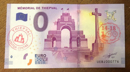 2017 BILLET 0 EURO SOUVENIR DPT 80 MÉMORIAL DE THIEPVAL + 2 TAMPONS ZERO 0 EURO SCHEIN BANKNOTE PAPER MONEY BANK - Private Proofs / Unofficial