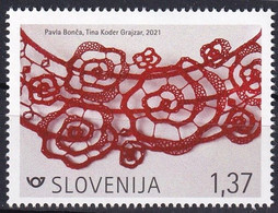 SLOVENIA  2021,NEW 29.01,ARTS AND CRAFTS,CONTEMPORARY LACEMAKING,LACE,MNH - Textile