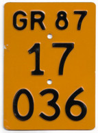 Velonummer Mofanummer Graubünden GR 87 - Number Plates