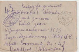 FRANCE Lettre En Franchise Adressée STALAG En Allemagne 1940 LOPERHET - Guerre (timbres De)