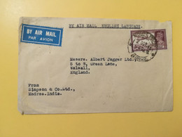 1945 BUSTA INTESTATA INDIA BOLLO RE GIORGIO GEORGE KING AIR MAIL OBLITERE'  MADRAS - Covers & Documents