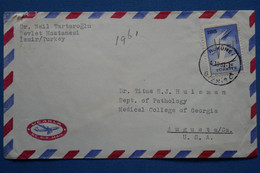 ¤8 TURQUIE   BELLE  LETTRE  1961 IZMIR  POUR AUGUSTA  USA  + +AEROPHILATELIE +   +AFFR . INTERESSANT - Cartas & Documentos