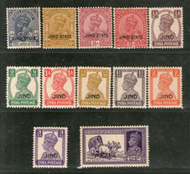 India Jind State 12 Diff. KG V/KG VI Postage And Service Stamps Cat. £85+ MNH # 5798a - Jhind