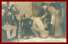 Cp Photo - Nouvelles Séries Des Mineurs - La Toilette Du Mineur - Vieux Mineur - Femme - Animée - Edit. A.T. - 1931 - Mines