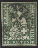 Heimat VD Rolle 1862-10-05 1-Kreis-Stempel Auf 40Rp. Grün Strubel Zu#26Ga - Gebraucht