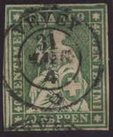 Heimat VD Vevey 1863-05-31 2-Kreis-Stempel Auf 40Rp. Grün Strubel Zu#26Ga - Gebraucht