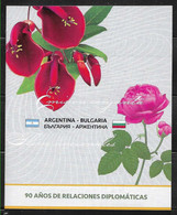 #10050 ARGENTINE,ARGENTINA BULGARIA 2021 FLORA NATIONAL FLOWERS, ANIV DIPLOMATIC RELATIONS FLAGS BROCHURE - Unused Stamps