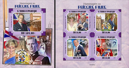 S. Tomè 2021, Prince Philip, Diana, Flag, 4val In BF +BF - Timbres