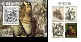 S. Tomè 2021, Art, Durer, 4val In BF +BF IMPERFORATED - Gravures