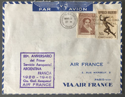 Argentine - Cachet Commémoratif 20° Anniversaire Liaison France - Amérique Du Sud 1928-1948 Sur Enveloppe - (W1031) - Lettres & Documents