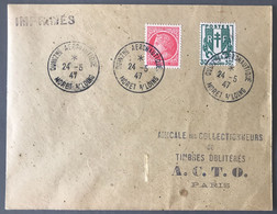 France TAD QUINZne AERONAUTIQUE MORET S/ LOING 24.5.1947 Sur Enveloppe - (W1050) - 1960-.... Lettres & Documents