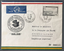 Algérie PA N°6 Sur Enveloppe 2.3.1948 Pour L'Argentine - Cachet Commémoratif Liaison France Amerique Du Sud - (W1055) - Poste Aérienne