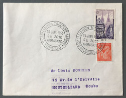 France, Cachet 100eme LIAISON TOULOUSE-SAIGON 24.1.1955 Sur Enveloppe - (W1059) - Commemorative Postmarks