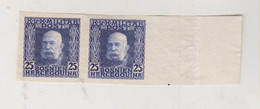 BOSNIA AND HERZEGOVINA AUSTRIA 1912 25 H  Imperforated Pair No Gum - Bosnia And Herzegovina