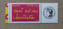 P1-L4 : GOMME MATE - Timbre De Message "Ceci Est Une Invitation" Avec Une Vignette "Cérès" - Gepersonaliseerde Postzegels